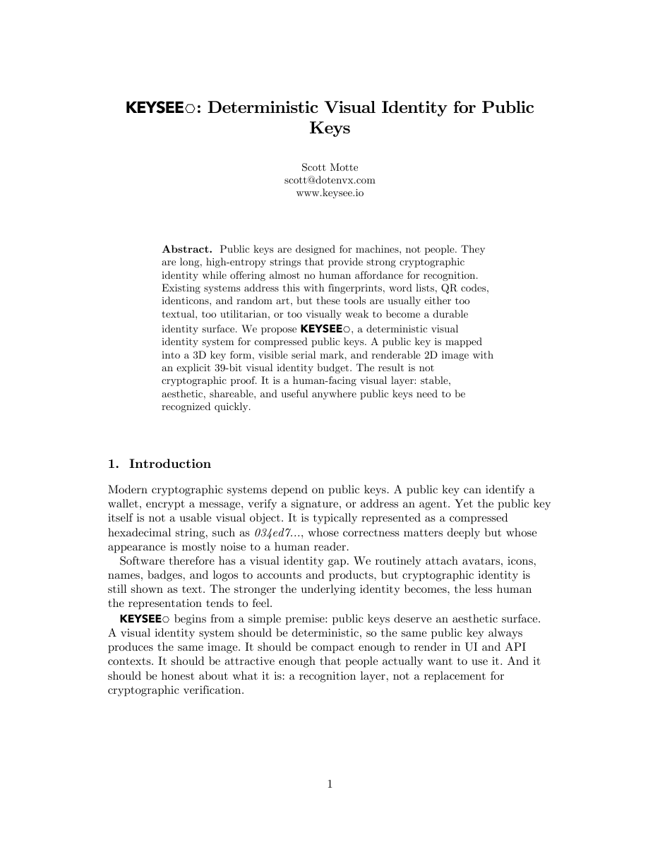 First page of the KEYSEE whitepaper